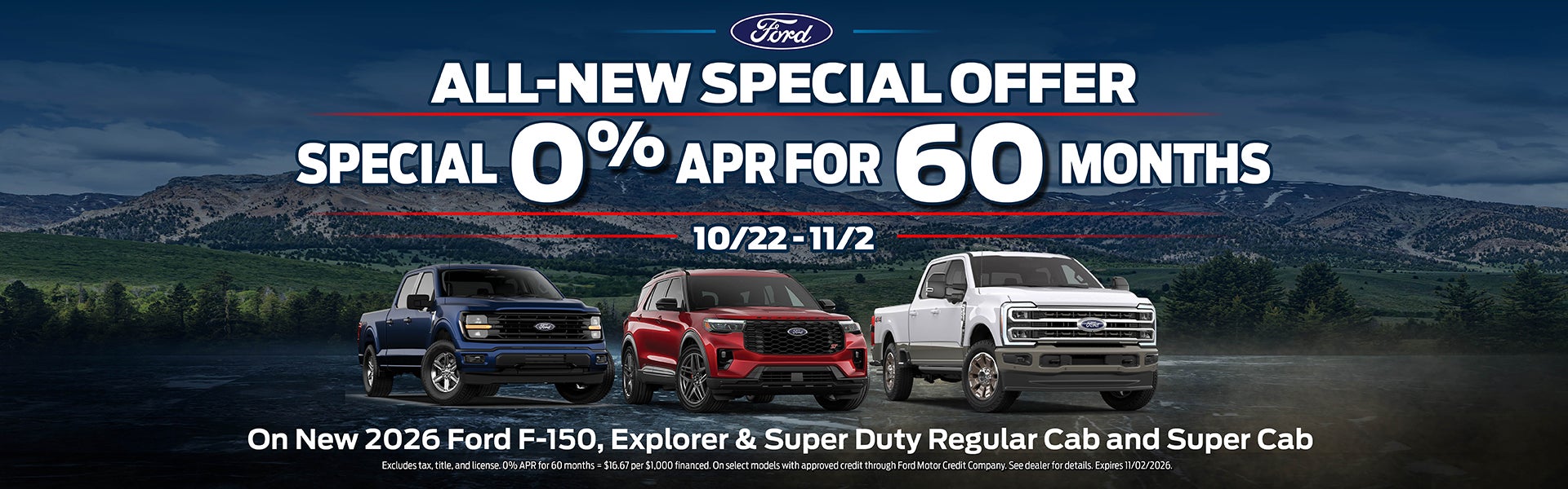 2026 Ford F-150, Explorer & Super Duty Models Finance Offer
