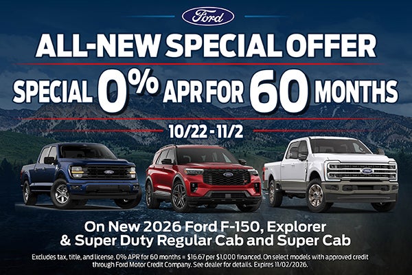 2026 Ford F-150, Explorer & Super Duty Models Finance Offer