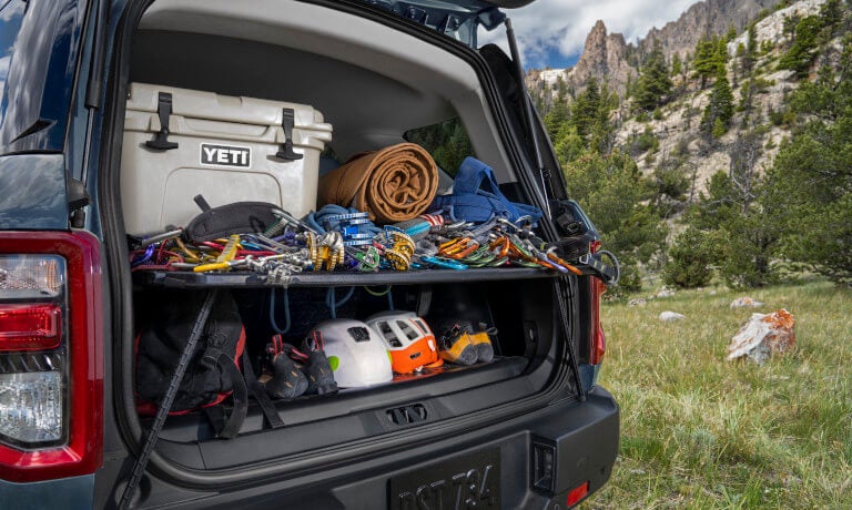 2026 Ford Bronco cargo space in trunk with gear