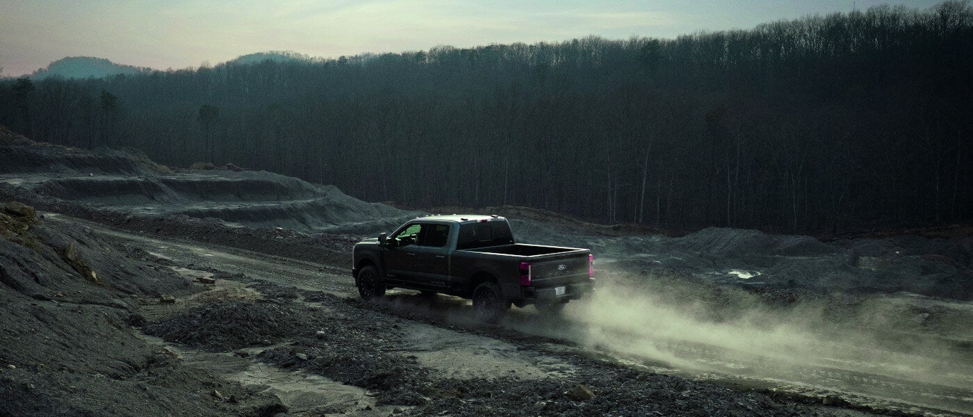 2027 Ford Super Duty driving in construction zone