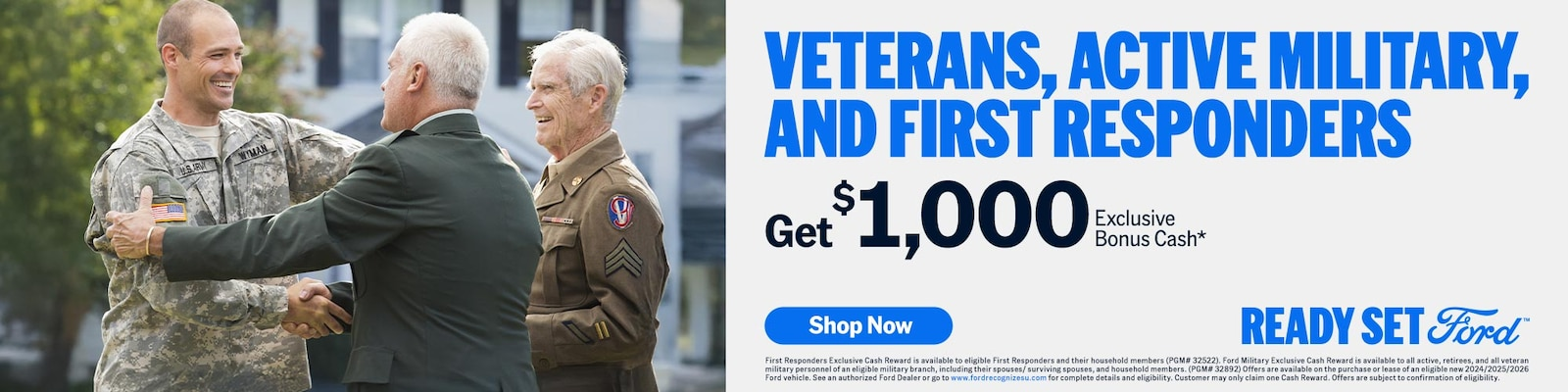 Veterans , Active Military & First Responders Get $1000 